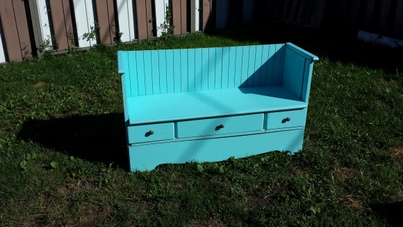 DIY vintage bench from old dresser