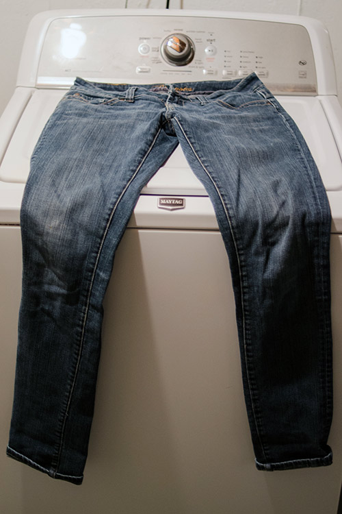 Old jeans. Faded and sad.