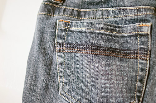 Old jeans faded pockets