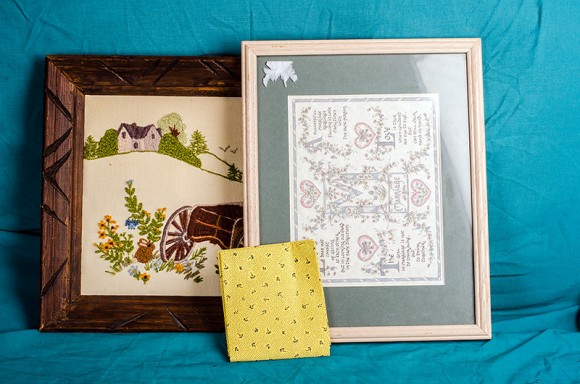 frames from Value Village & scrap of material