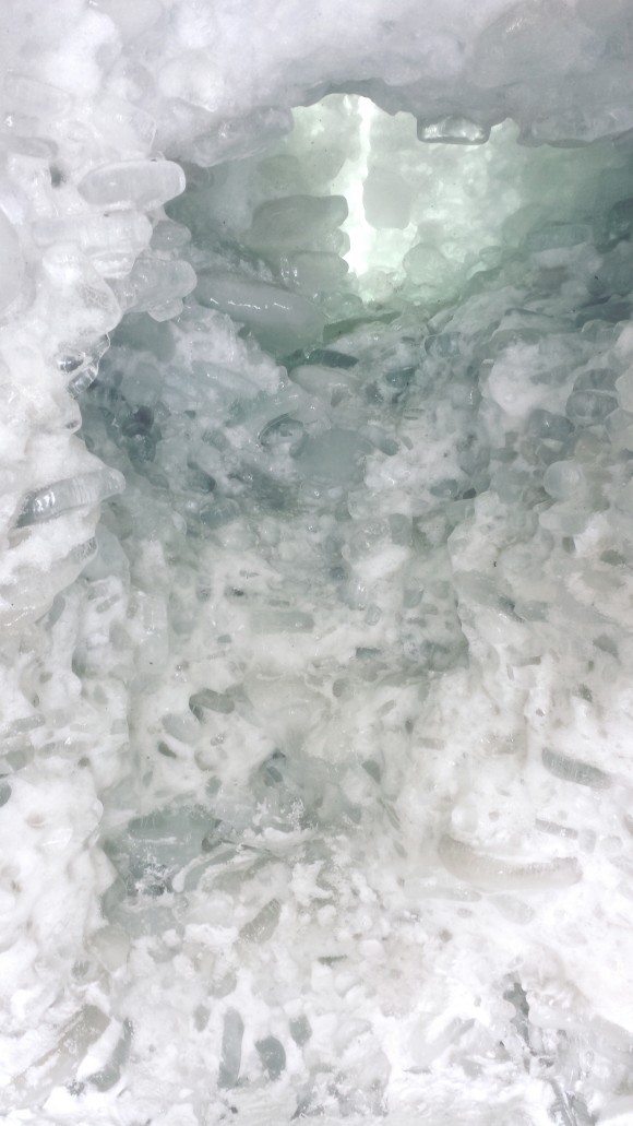Inside an ice cave / ice shove at Crystal Beach on Lake Erie