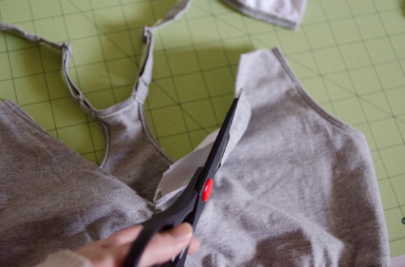 cut liner off the front layer of the bra