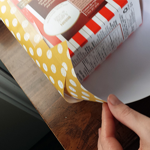 Simply slit and fold into the rest of the wrap-job
