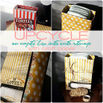 Upcycle an empty box into cute storage with craft paper!