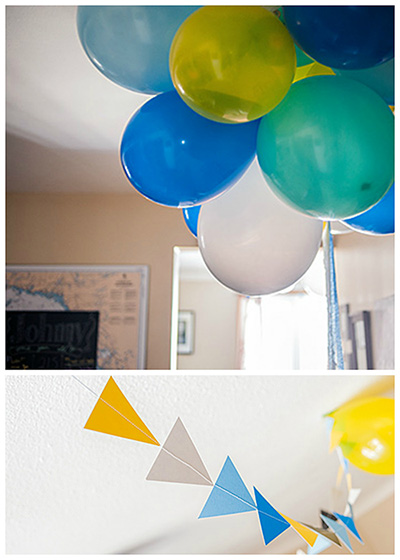 Balloons and triangle garland.