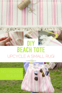 Upcycle a small IKEA rug (or any rug!) into a cute beach bag!